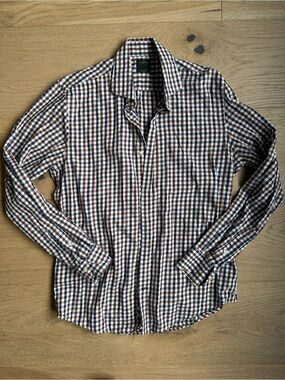 Doppelganger Button-Down Shirt Check Brown & Blue M